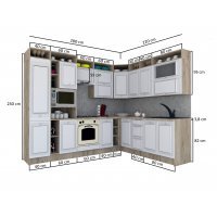 Bucatarie de Colt LEEA ART CORNER FRONT MDF ELBA 220-280 ST. K002 / decor 266
